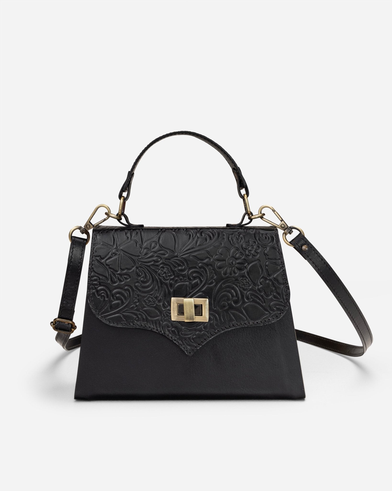 Black Embossed Leather Mini Bag - Che Cose Belle
