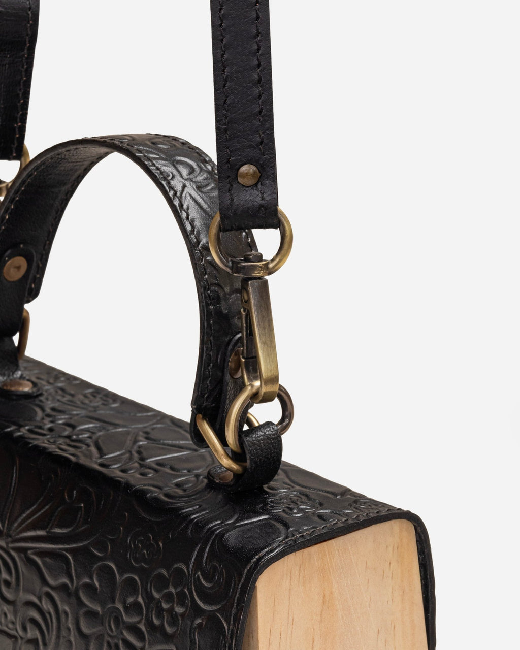 Black Embossed Leather Mini Bag - Che Cose Belle