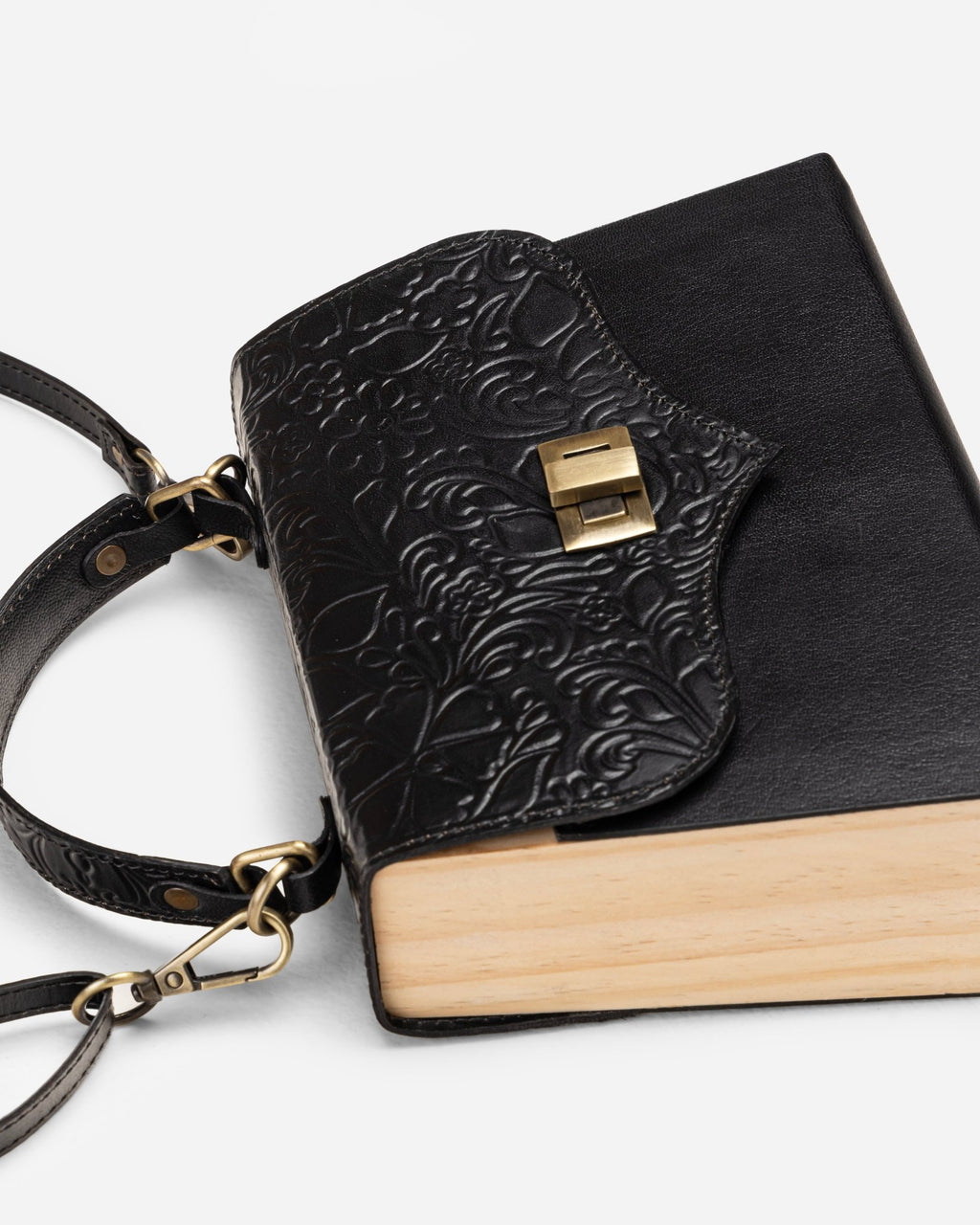 Black Embossed Leather Mini Bag - Che Cose Belle