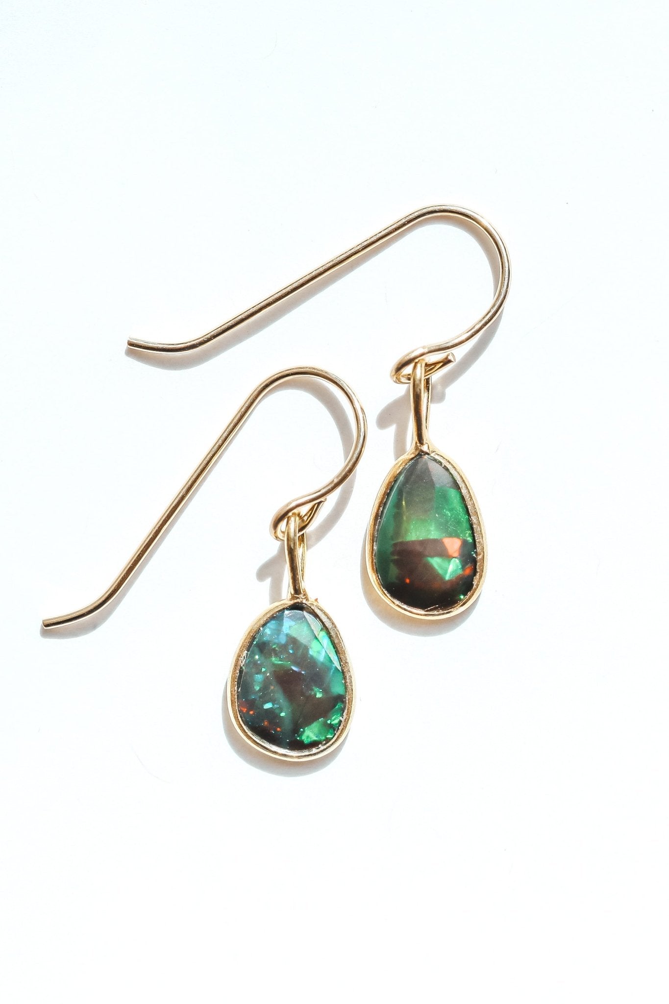Black Fire Opal Rose Cut Earrings - Che Cose Belle