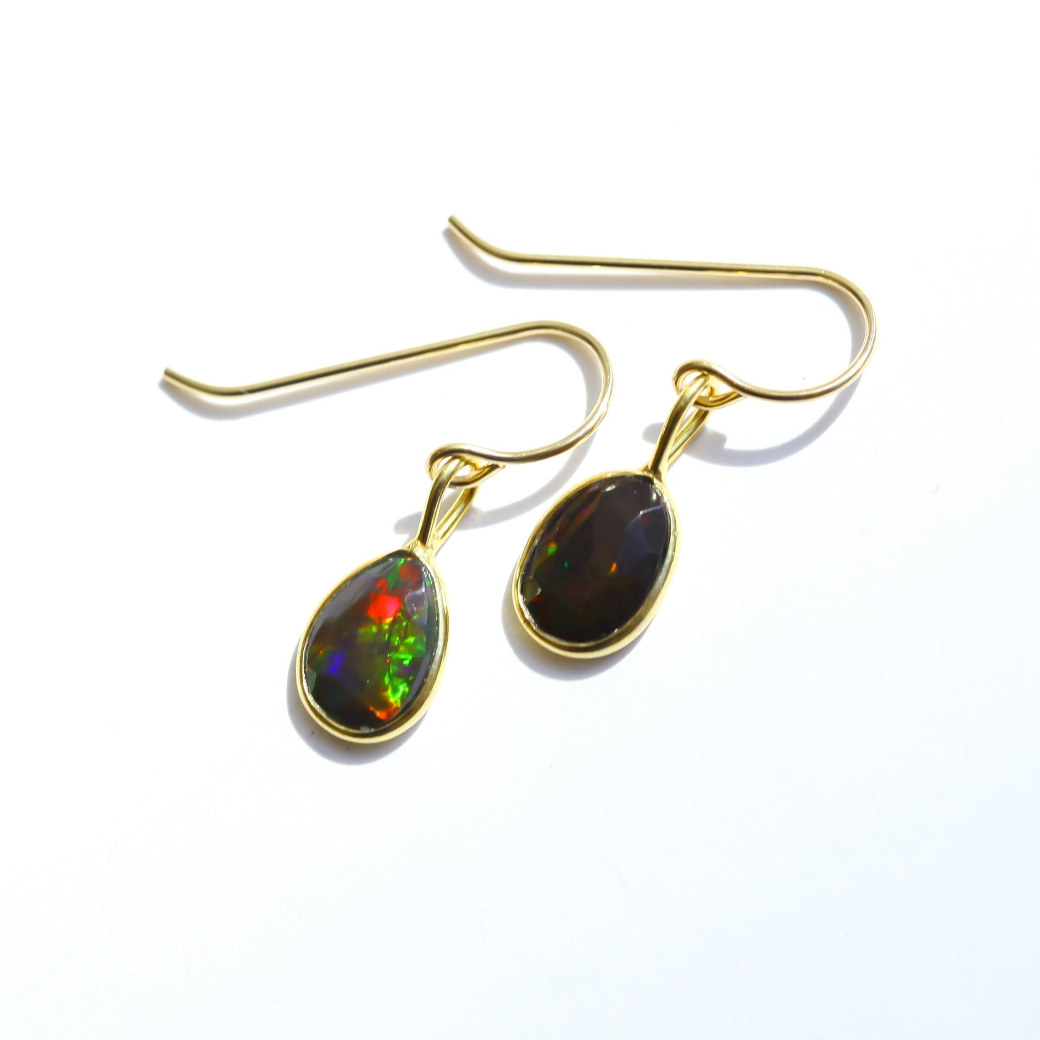 Black Fire Opal Rose Cut Earrings - Che Cose Belle