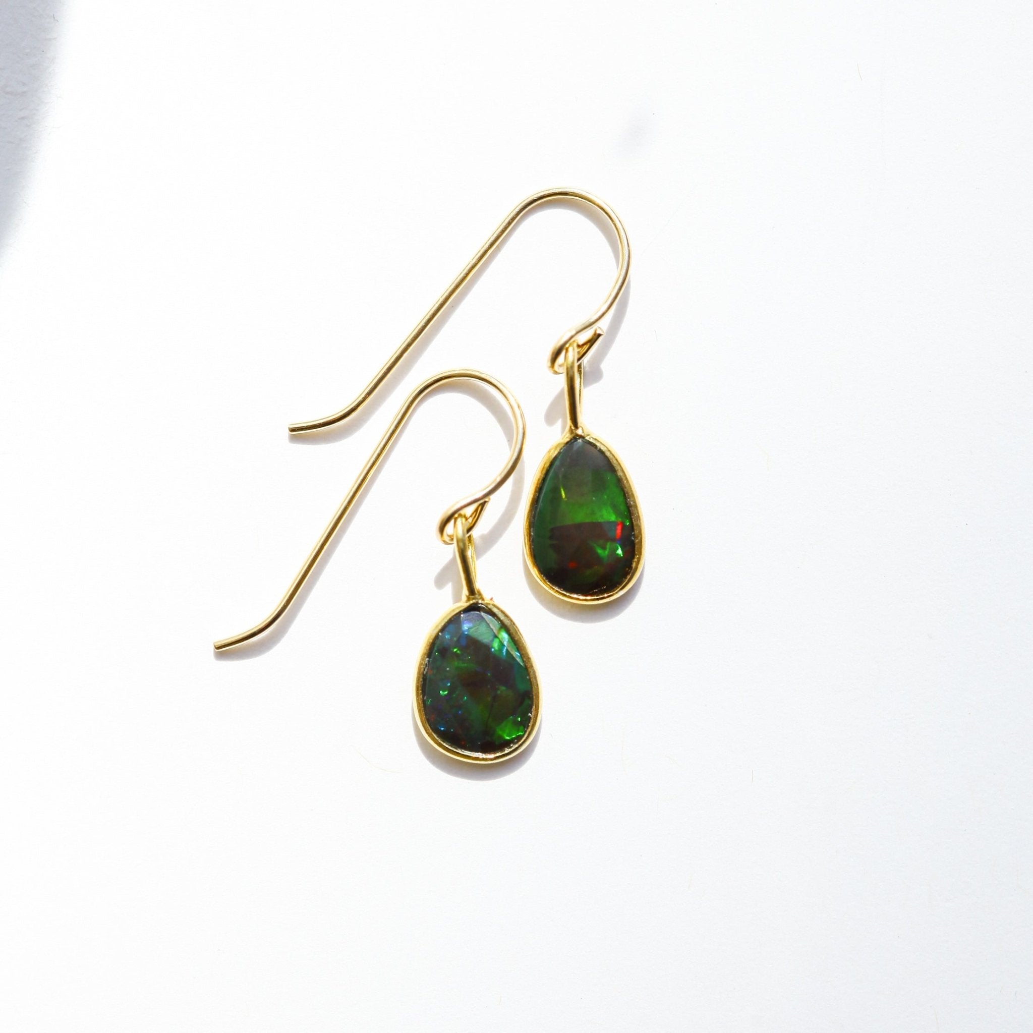 Black Fire Opal Rose Cut Earrings - Che Cose Belle