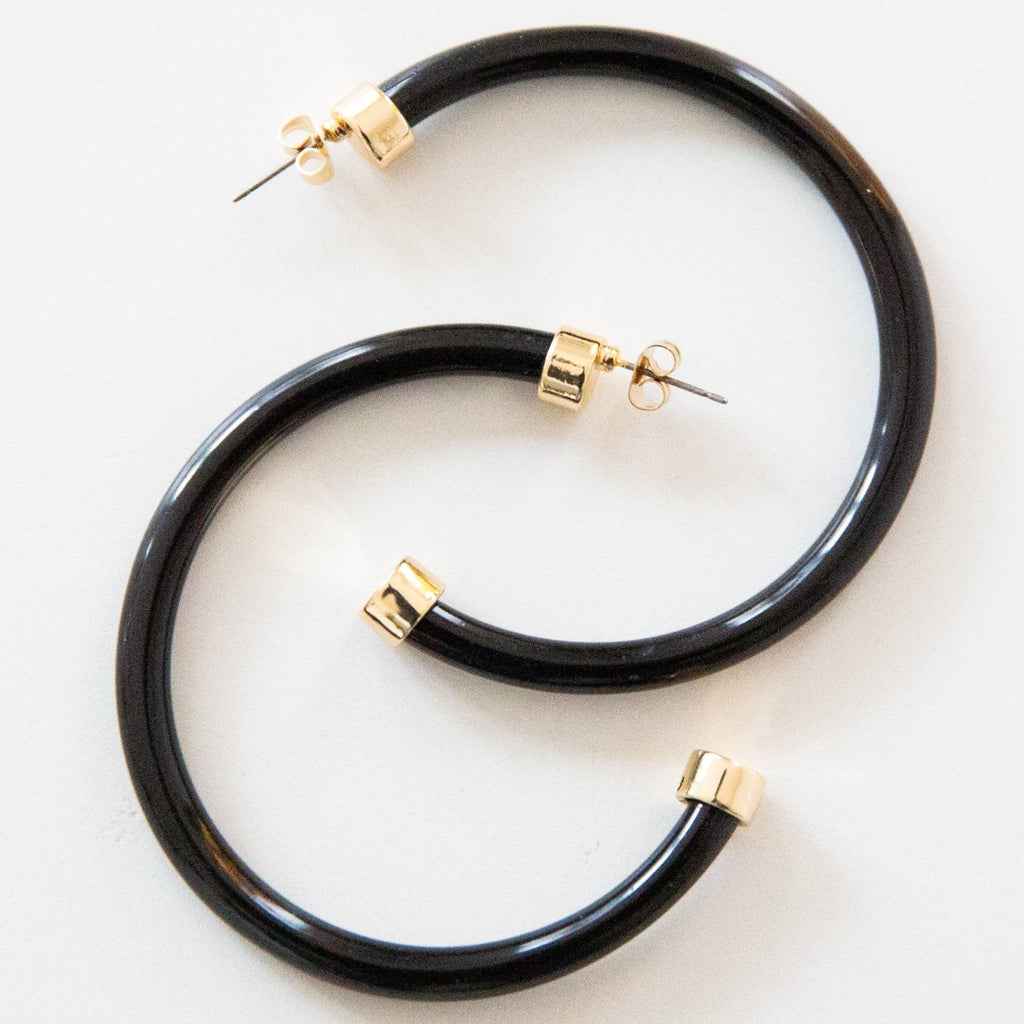 Black Hoop Earrings - Che Cose Belle
