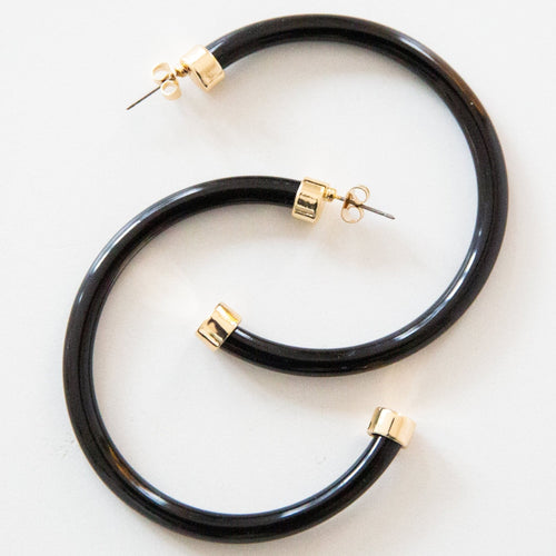 Black Hoop Earrings - Che Cose Belle