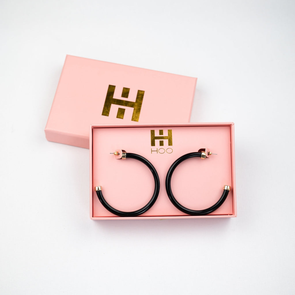 Black Hoop Earrings - Che Cose Belle