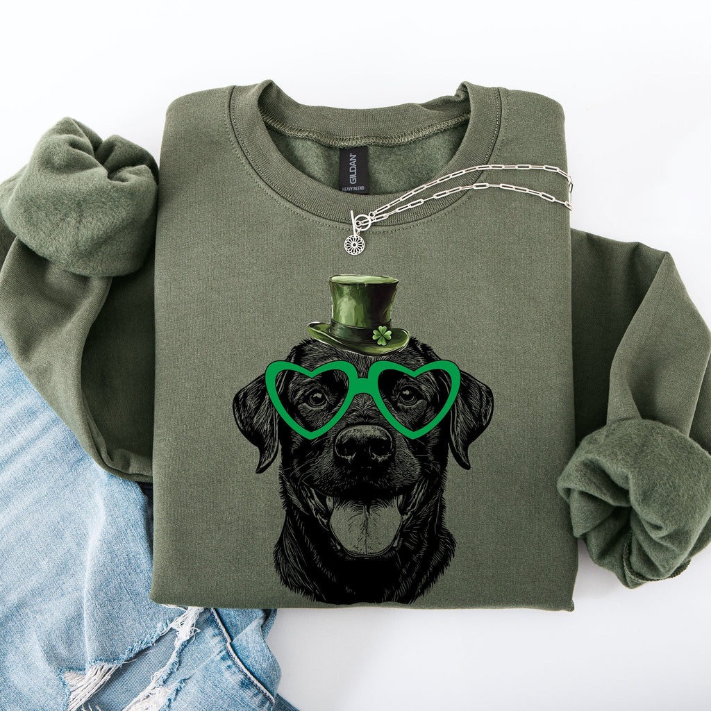 Black Lab, Labrador, Adorable Dog, St Patrick's Day, Lucky, Irish Sweatshirt - Che Cose Belle