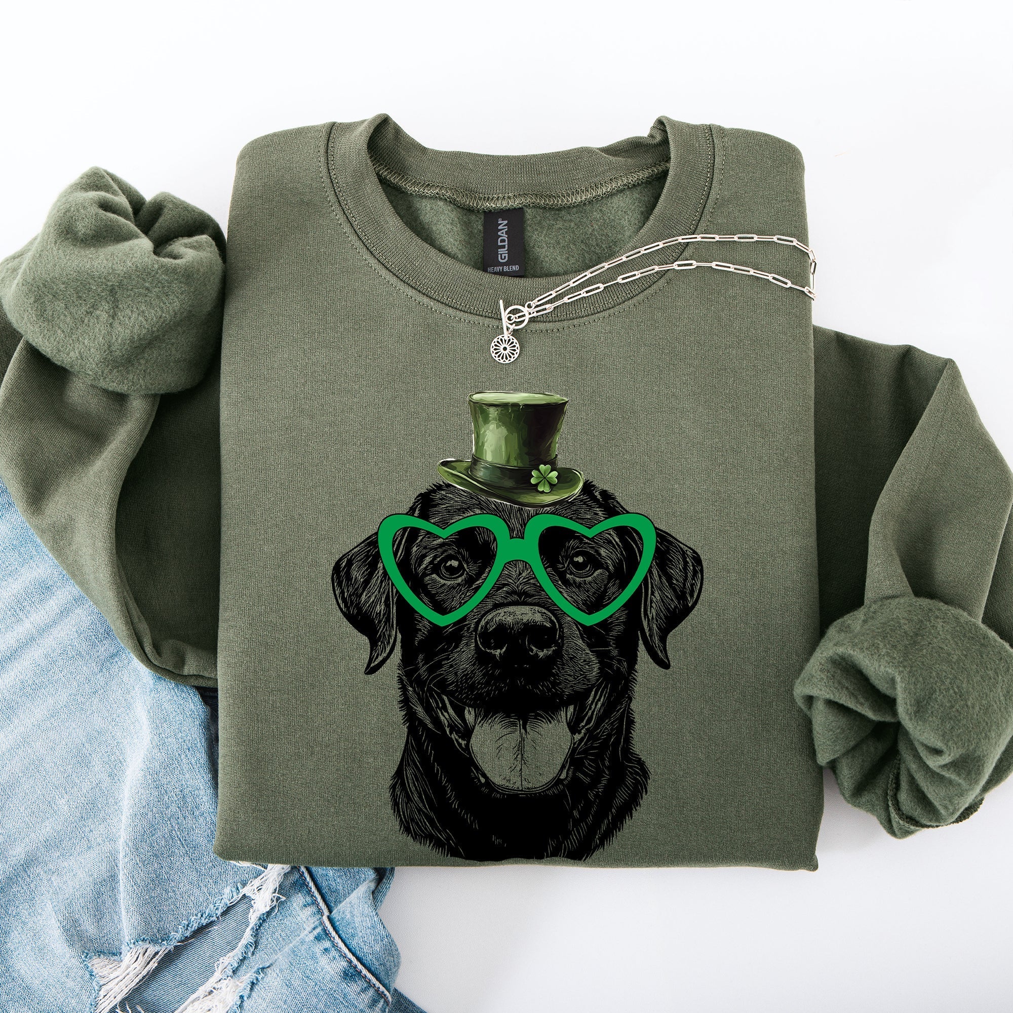 Black Lab, Labrador, Adorable Dog, St Patrick's Day, Lucky, Irish Sweatshirt - Che Cose Belle