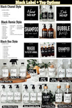 16oz Clear Glass Soap Bottle Refillable Boston Round With Black Label