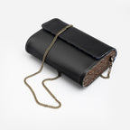 Black Leather and Carved Wood Sling Bag - Che Cose Belle