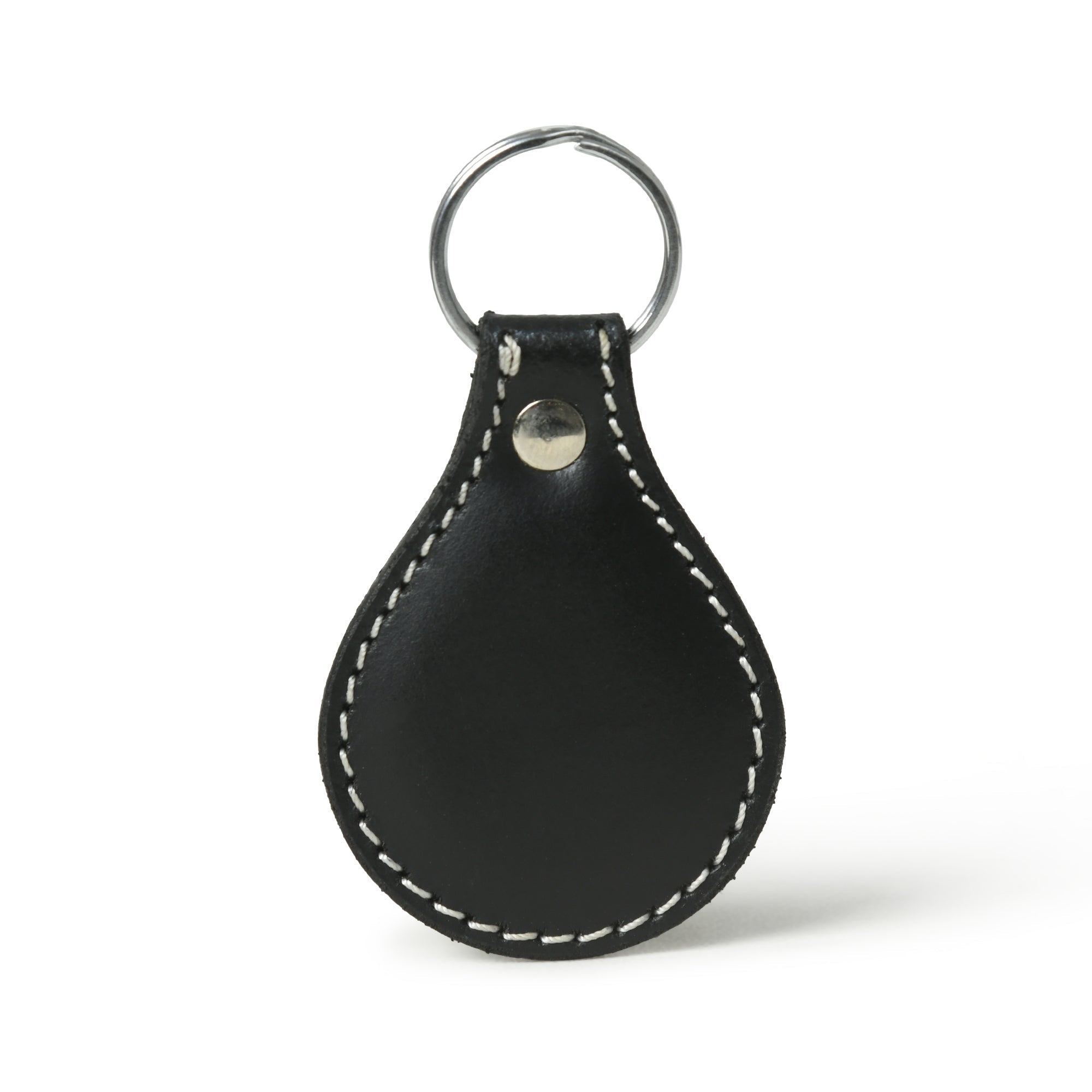 Black Oval Leather Keyring - Che Cose Belle