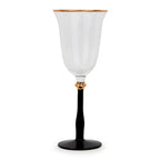 Black Stemmed Clear Wine Glass with Gold Rim - Set of 4 - Che Cose Belle