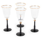 Black Stemmed Clear Wine Glass with Gold Rim - Set of 4 - Che Cose Belle