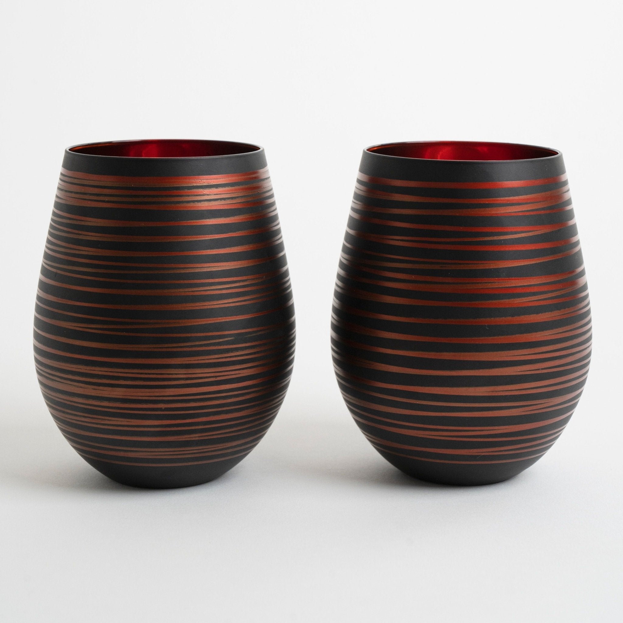 Black Swirl Stemless Glasses - Che Cose Belle