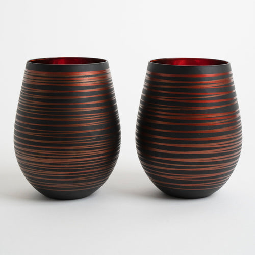 Black Swirl Stemless Glasses - Che Cose Belle