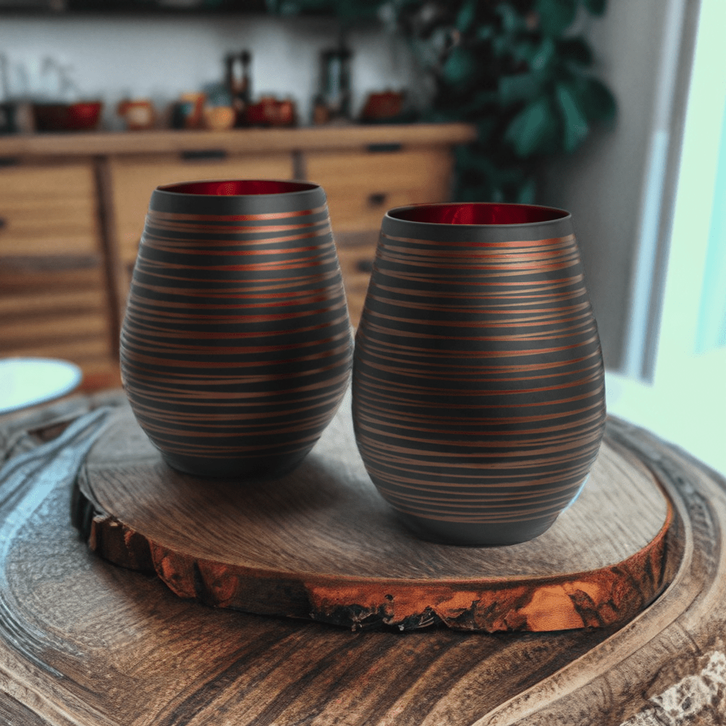 Black Swirl Stemless Glasses - Che Cose Belle