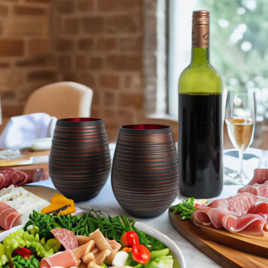 Black Swirl Stemless Glasses - Che Cose Belle