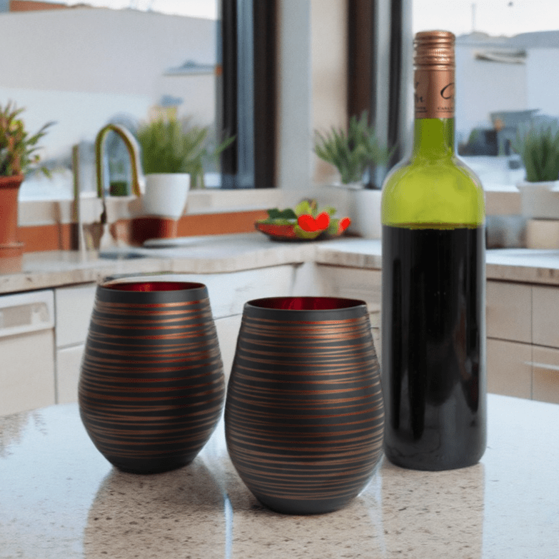 Black Swirl Stemless Glasses - Che Cose Belle