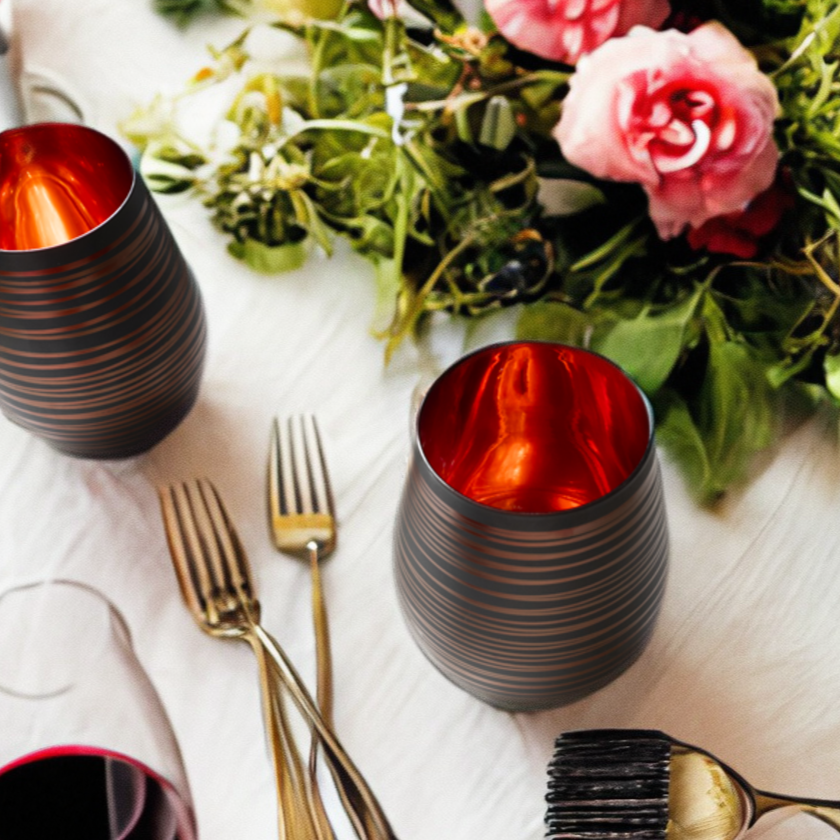 Black Swirl Stemless Glasses - Che Cose Belle