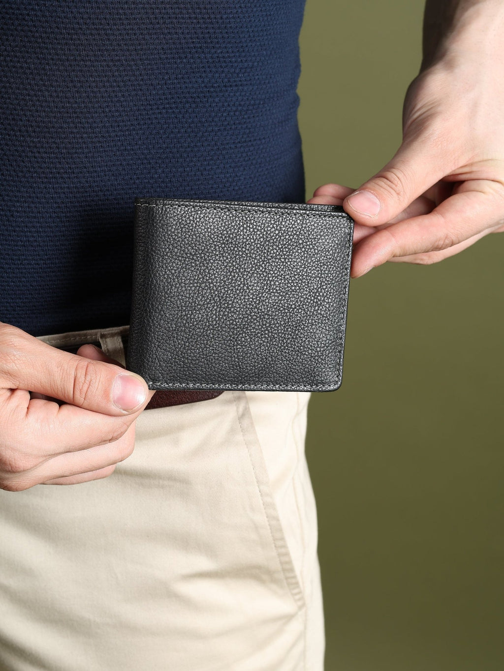 Black Textured Leather Mens Wallet - Che Cose Belle