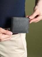 Black Textured Leather Mens Wallet - Che Cose Belle