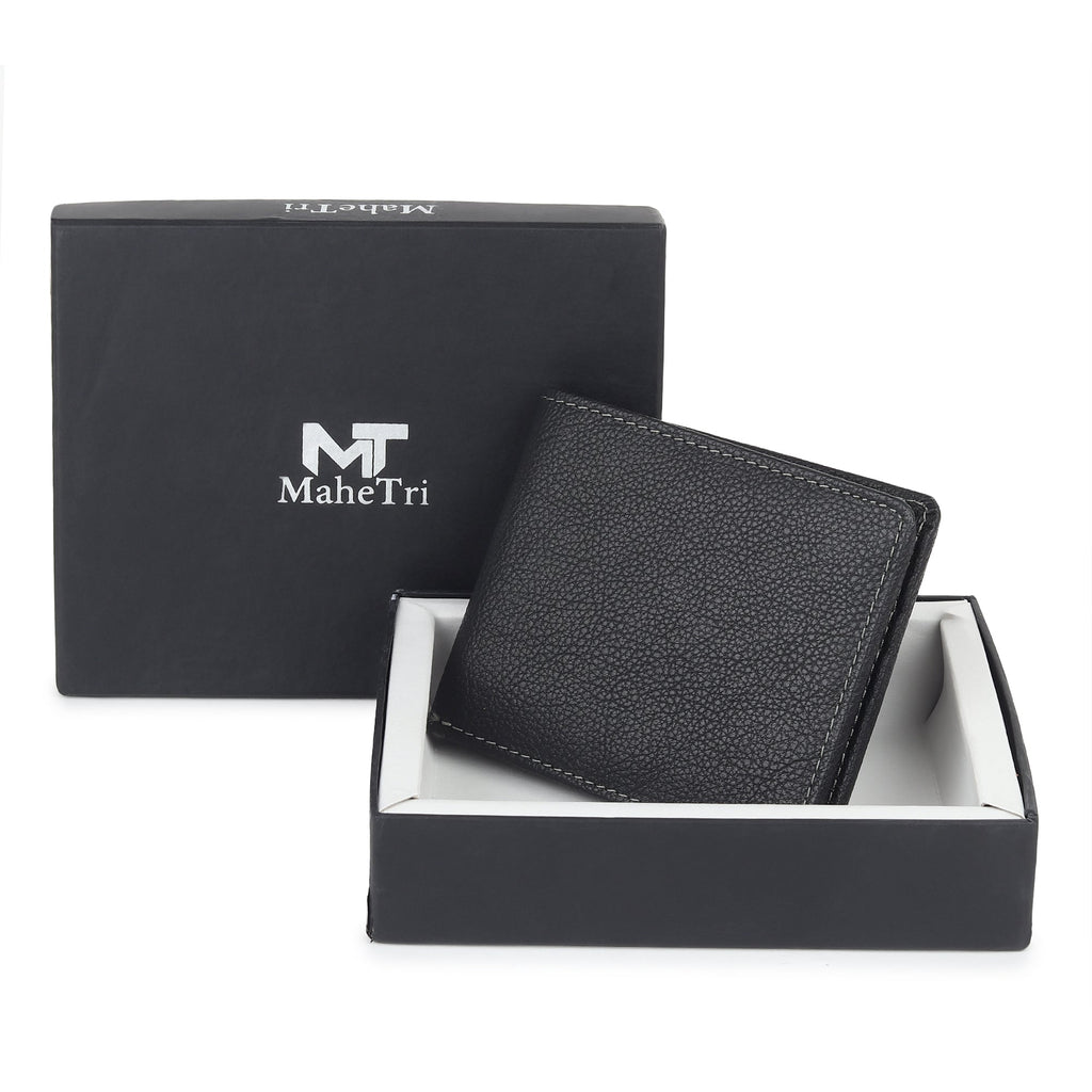 Black Textured Leather Mens Wallet - Che Cose Belle