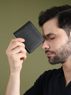 Black Textured Leather Mens Wallet - Che Cose Belle