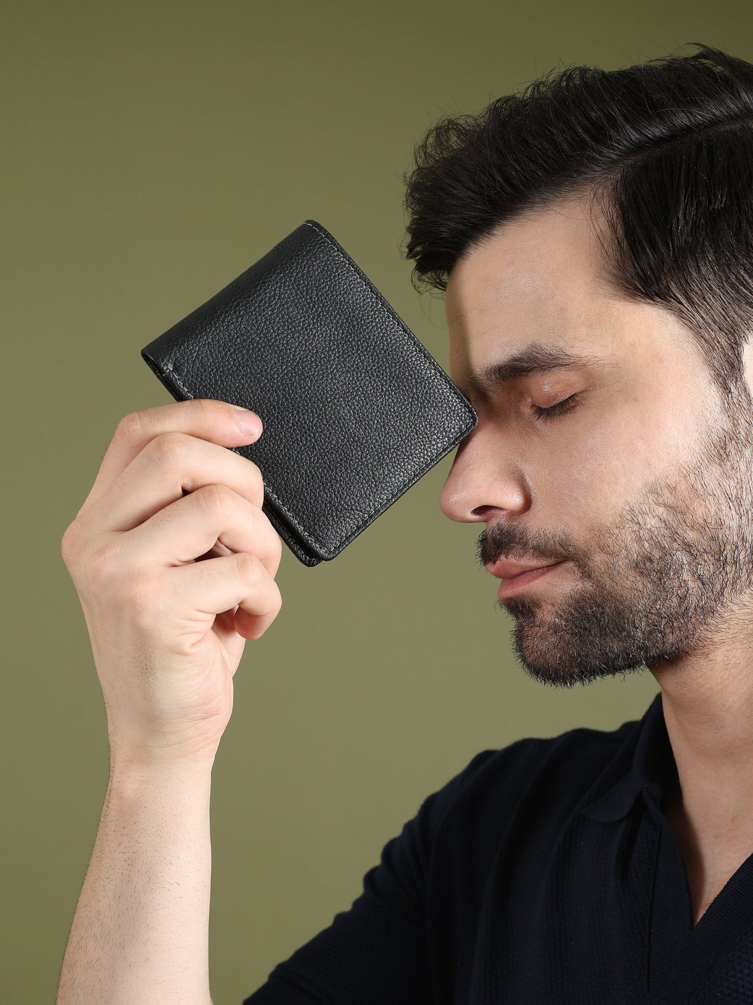 Black Textured Leather Mens Wallet - Che Cose Belle