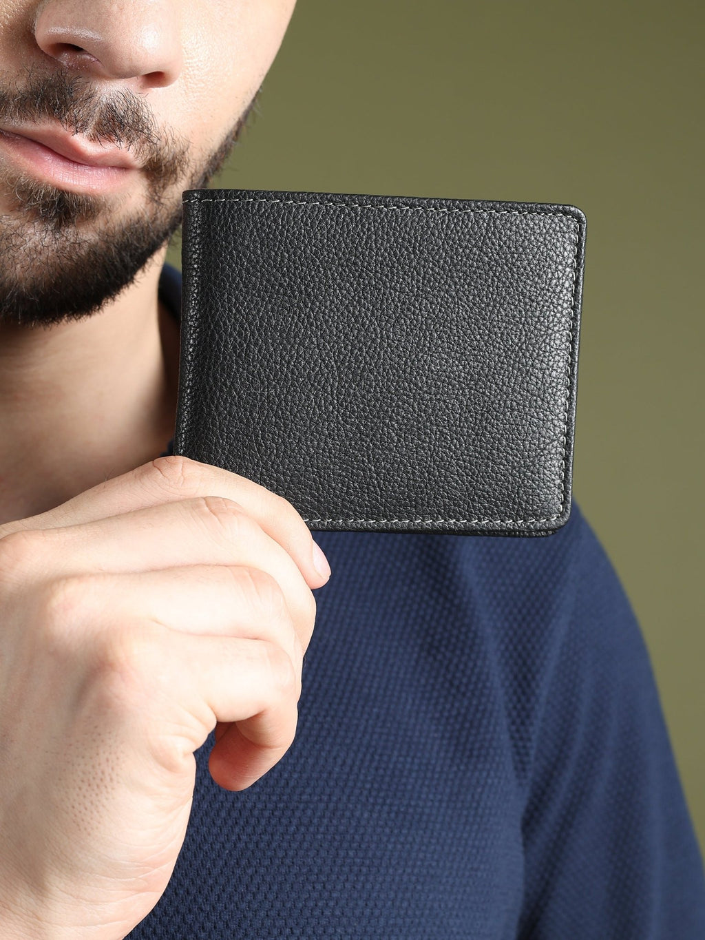 Black Textured Leather Mens Wallet - Che Cose Belle