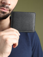 Black Textured Leather Mens Wallet - Che Cose Belle