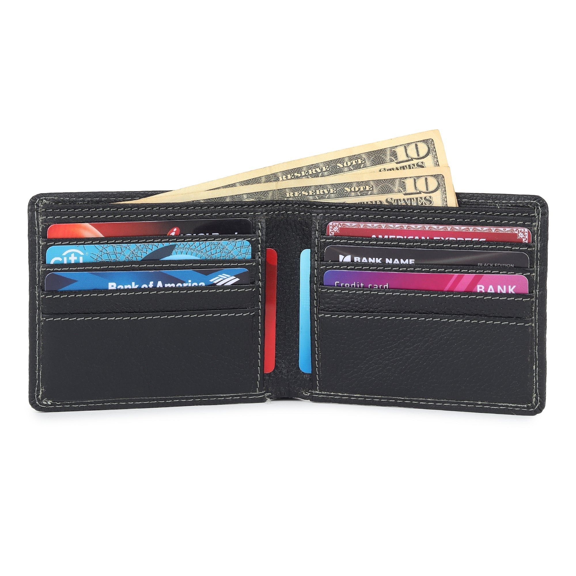 Black Textured Leather Mens Wallet - Che Cose Belle