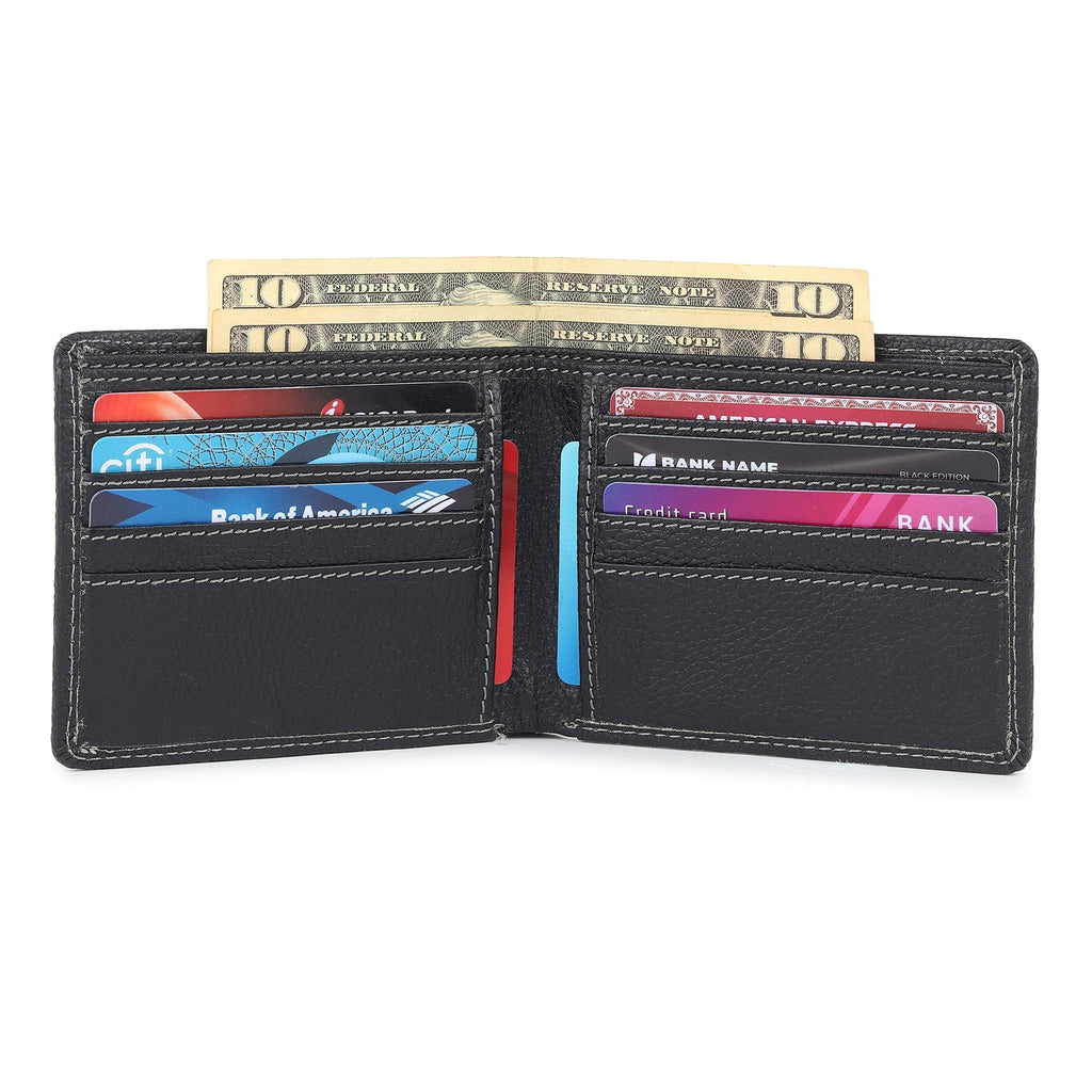 Black Textured Leather Mens Wallet - Che Cose Belle