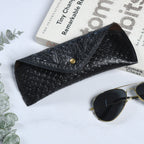 Black Textured Leather Sunglasses Cover - Che Cose Belle