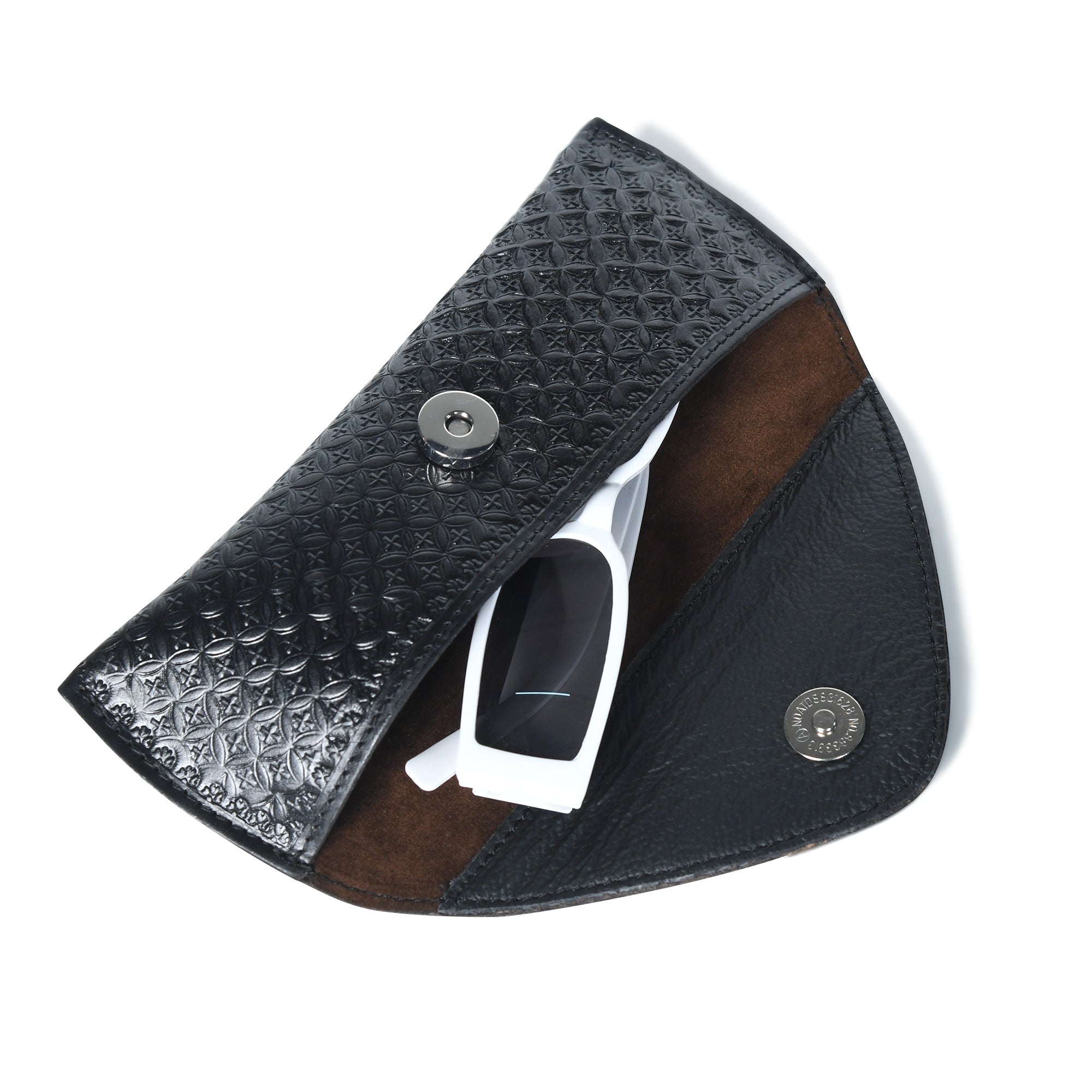 Black Textured Leather Sunglasses Cover - Che Cose Belle