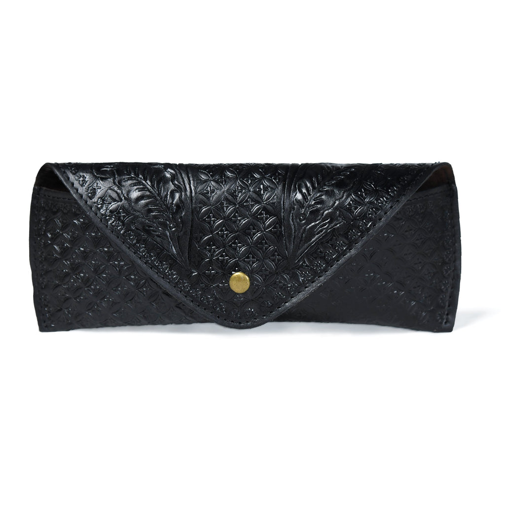 Black Textured Leather Sunglasses Cover - Che Cose Belle