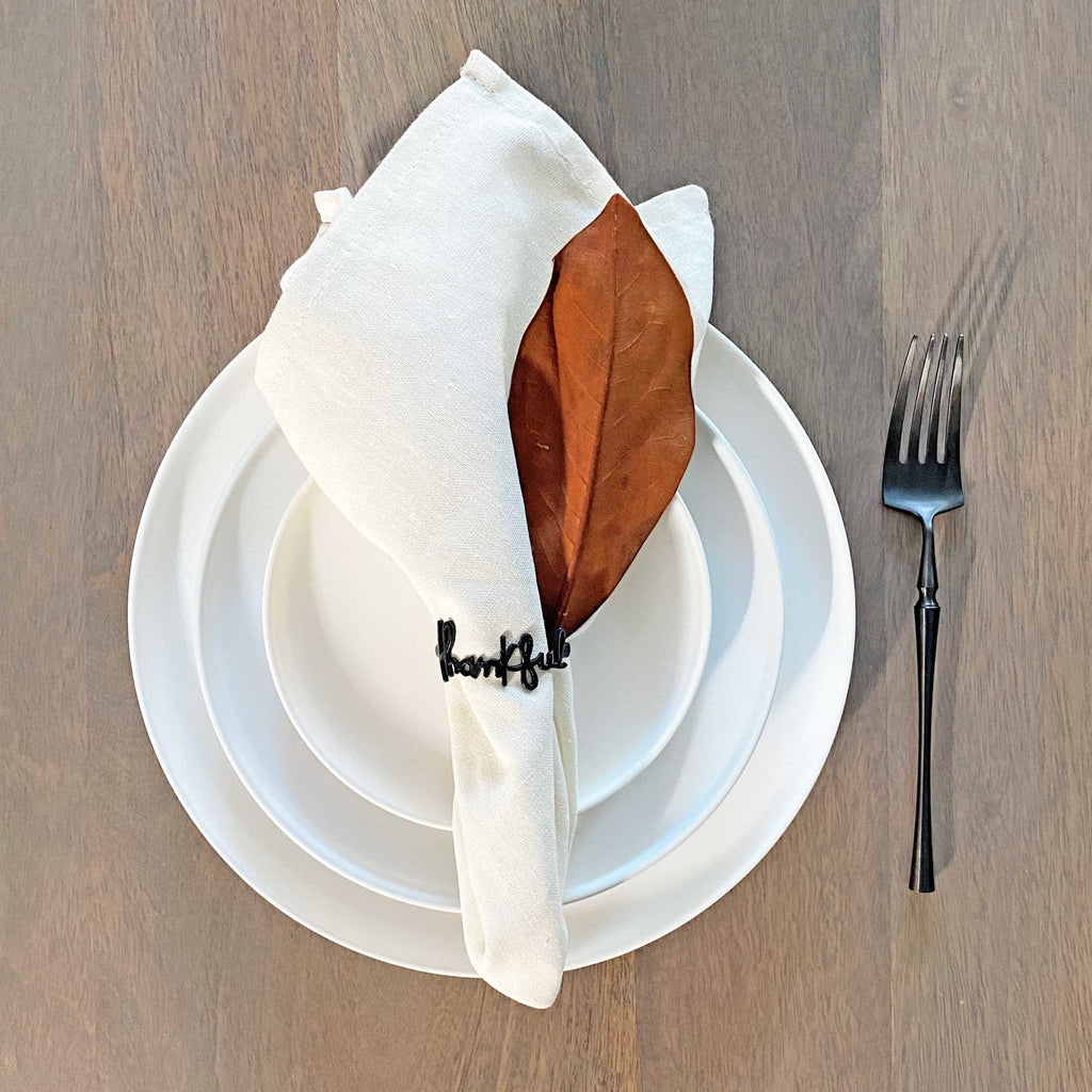 Black Thankful Napkin Ring - Che Cose Belle
