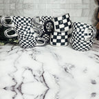 Black And White Checkered Ceramic Mug 13.5oz Hand-Painted Retro Dishwasher Safe