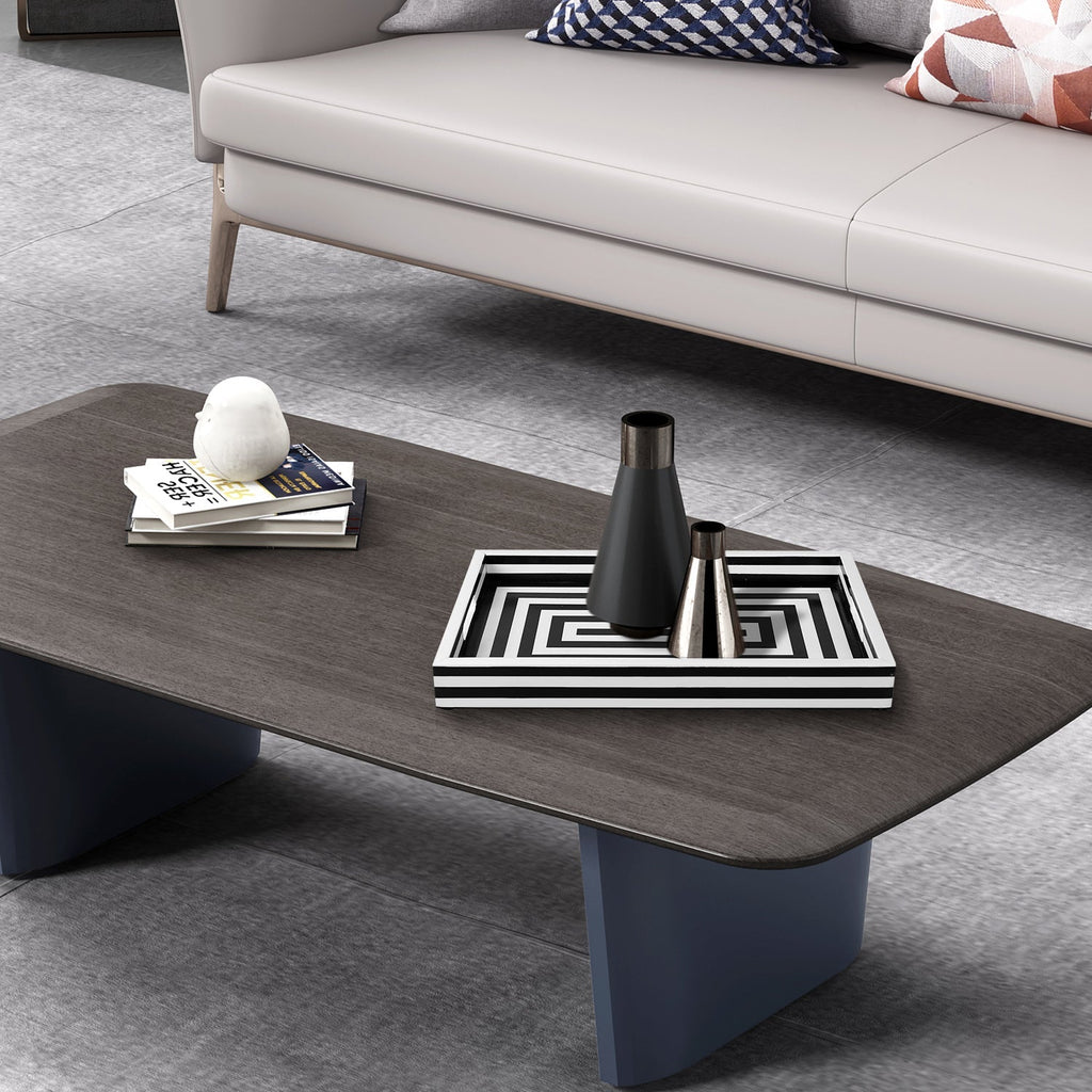 Black White Concentric Tray Coffee Table Ottoman 11x17 12x12 - Che Cose Belle