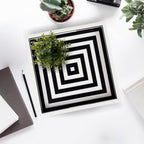 Black White Concentric Tray Coffee Table Ottoman 11x17 12x12 - Che Cose Belle