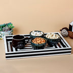Black White Concentric Tray Coffee Table Ottoman 11x17 12x12 - Che Cose Belle