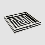 Black White Concentric Tray Coffee Table Ottoman 11x17 12x12 - Che Cose Belle