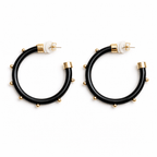 Black with Gold Balls Hoop Earrings - Che Cose Belle