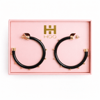 Black with Gold Balls Hoop Earrings - Che Cose Belle