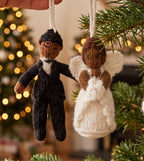 Black/Brown Bride Hand Knit Wedding Ornament Arcadia Home