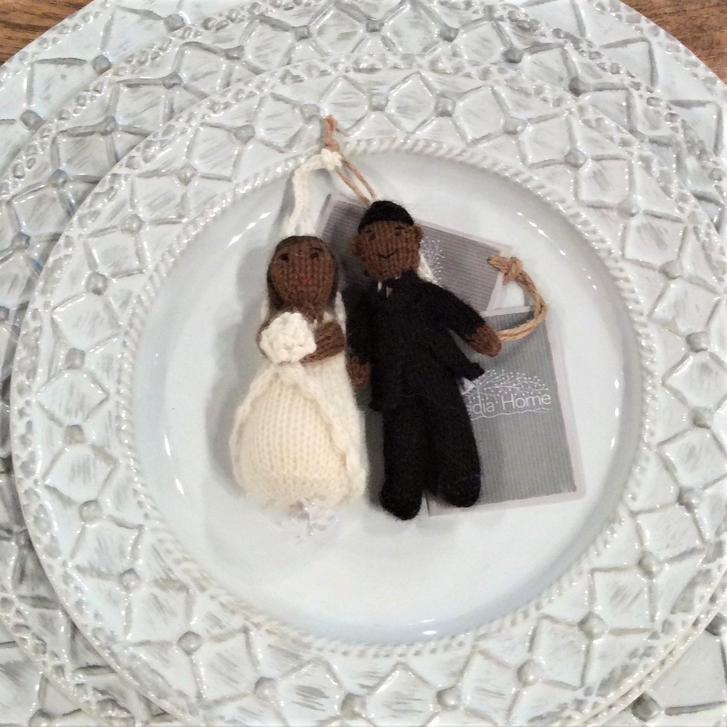 Black/Brown Groom Hand Knit Wedding Ornament Arcadia Home - Che Cose Belle