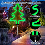BlcTec Christmas Decorations Outdoor, 4PCS Neon Christmas Tree Shape Lights with Stainless Steel Stakes, 4 Xmas Tree Garden Lights with Waterproof for Garden Patio Yard Lawn Décor, Green - Che Cose Belle