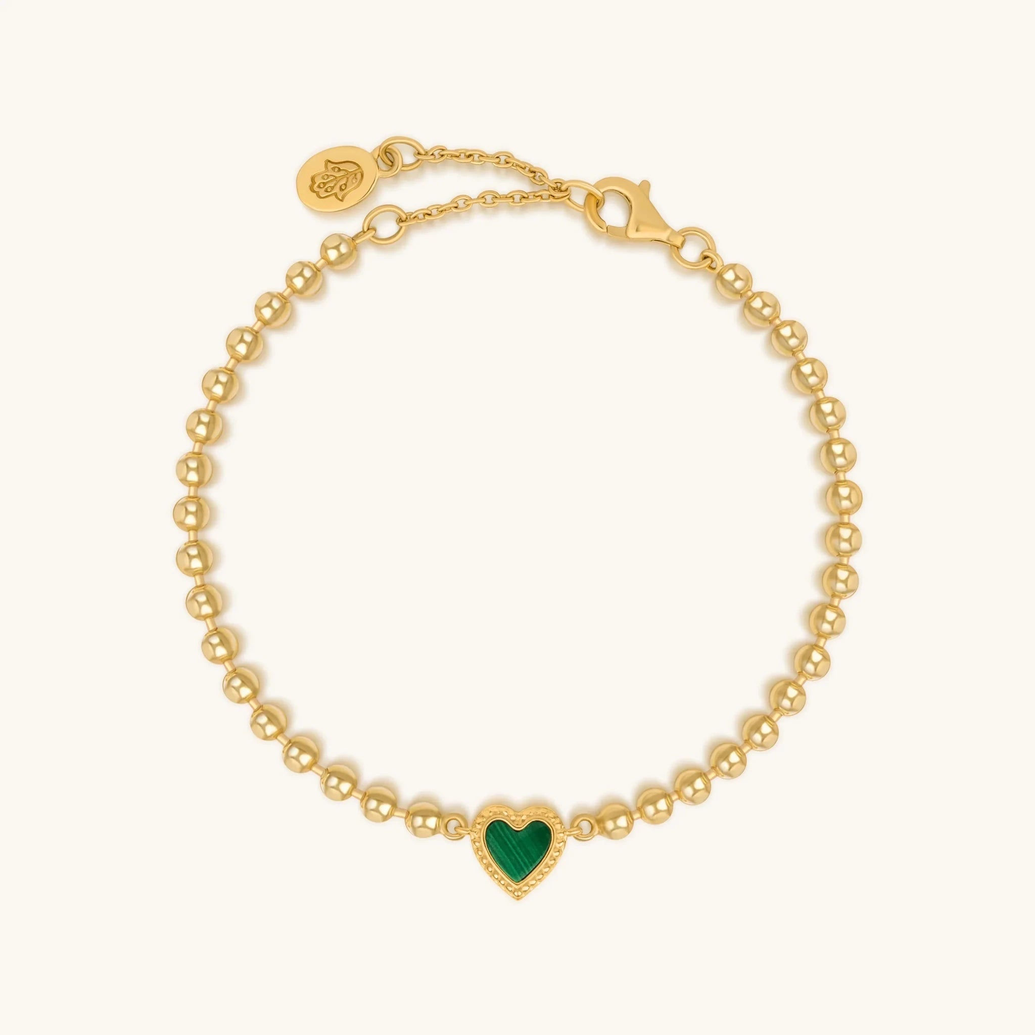 Blessed & Peaceful Malachite Heart Bracelet - Che Cose Belle