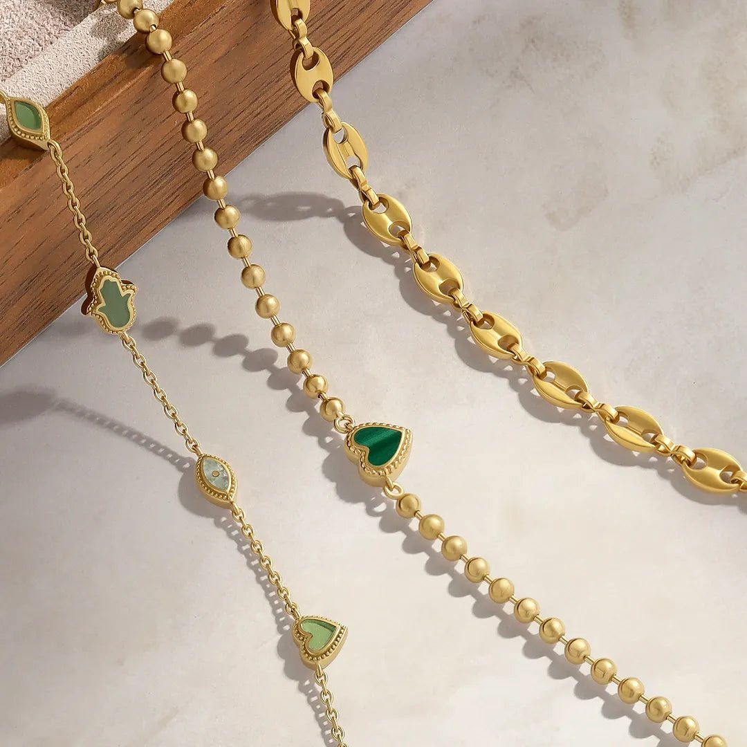 Blessed & Peaceful Malachite Heart Bracelet - Che Cose Belle