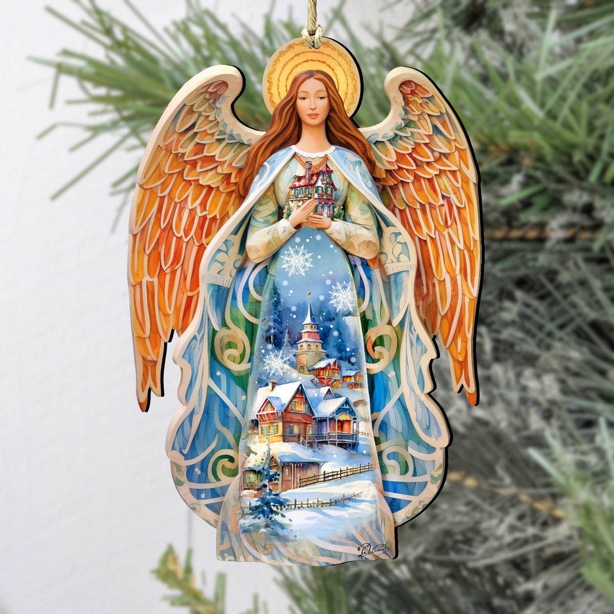 Blessing Home Angel Wooden Ornaments by G. DeBrekht Nativity Holiday Decor - 8611021 - Che Cose Belle