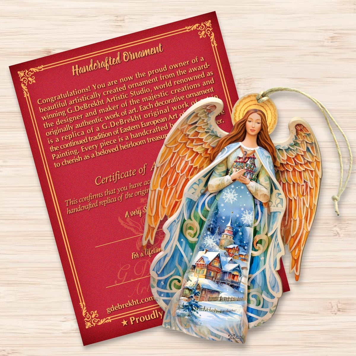 Blessing Home Angel Wooden Ornaments by G. DeBrekht Nativity Holiday Decor - 8611021 - Che Cose Belle