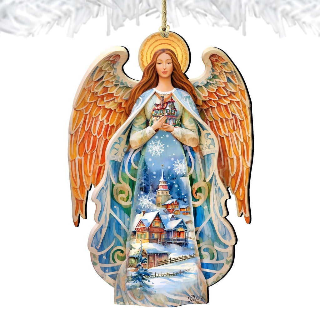 Blessing Home Angel Wooden Ornaments by G. DeBrekht Nativity Holiday Decor - 8611021 - Che Cose Belle
